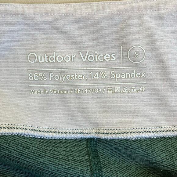 Outdoor Voices Tri Toned 7/8 Spring Leggings Green Teal Cream Activewear Running - Picture 15 of 15